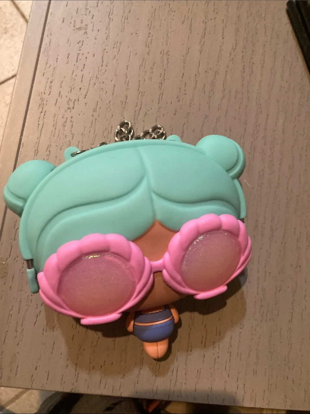 Kids Doll Keychain Bag Charm in Mint Green & Pink